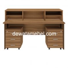 Meja Kantor Ukuran 160 - MD 1675 + MD M03 + MD M03 + MD RC 160 / Teakwood